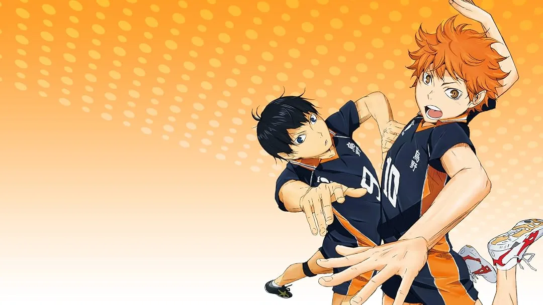 Hinata Shoyo y Tobio Kageyama de Haikyuu!! saltando para un remate
