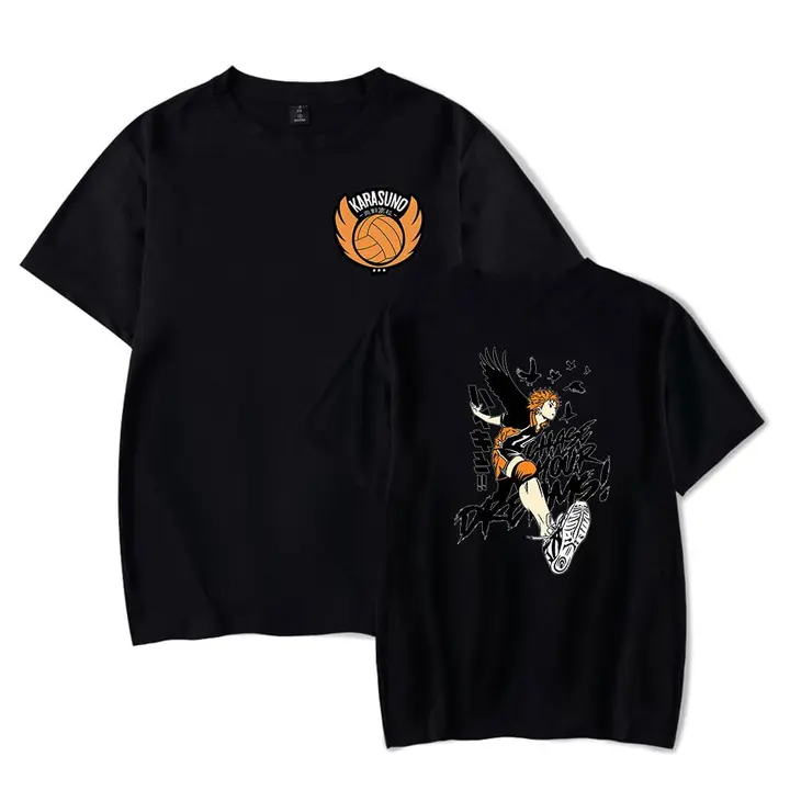 Huacaiyu — Camiseta para Hombre y Mujer, Karasuno Algodón Verano Camiseta Impreso Hinata Shoyo Cospl