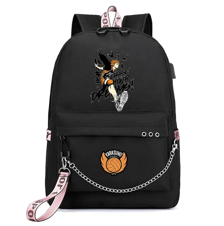 Huacaiyu — Mochila Escolar para Adolescentes Niños, Karasuno Cosplay Hinata Shoyo Mochila Daypack In