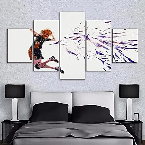Cuadro Lienzo 5 Paneles Haikyuu Hinata Salto Abstracto
