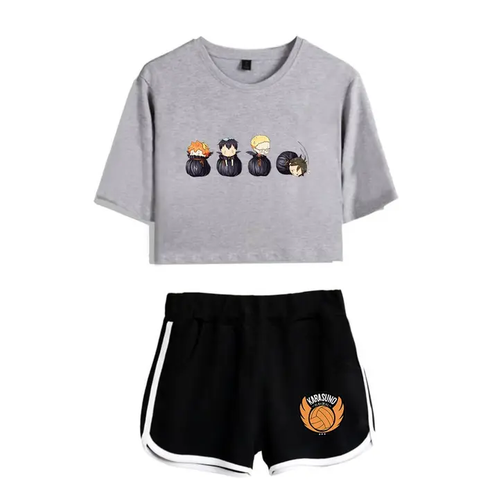 Huacaiyu — Cosplay de Hinata Shoyo Camiseta Pantalones Cortos del Verano Chándal De 2 Unidades Traje
