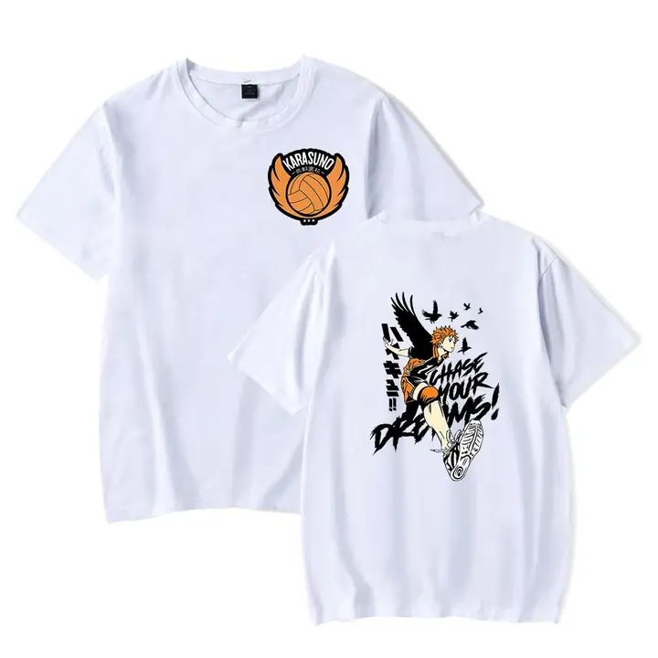 Huacaiyu — Camiseta para Hombre y Mujer, Karasuno Algodón Verano Camiseta Impreso Hinata Shoyo Cospl