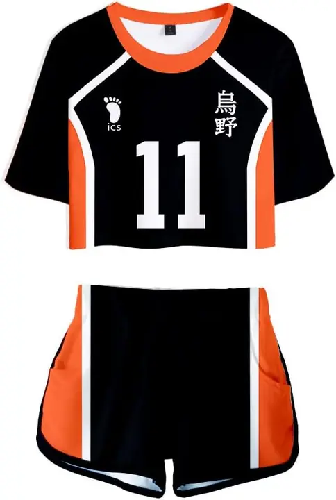 Conjunto crop top + shorts Haikyuu Tsukishima Kei (Karasuno)