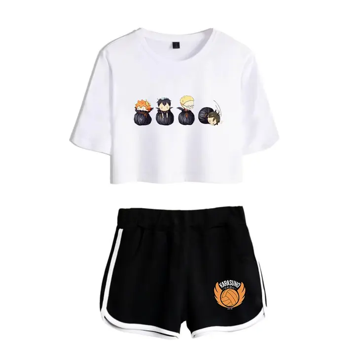 Huacaiyu — Cosplay de Hinata Shoyo Camiseta Pantalones Cortos del Verano Chándal De 2 Unidades Traje