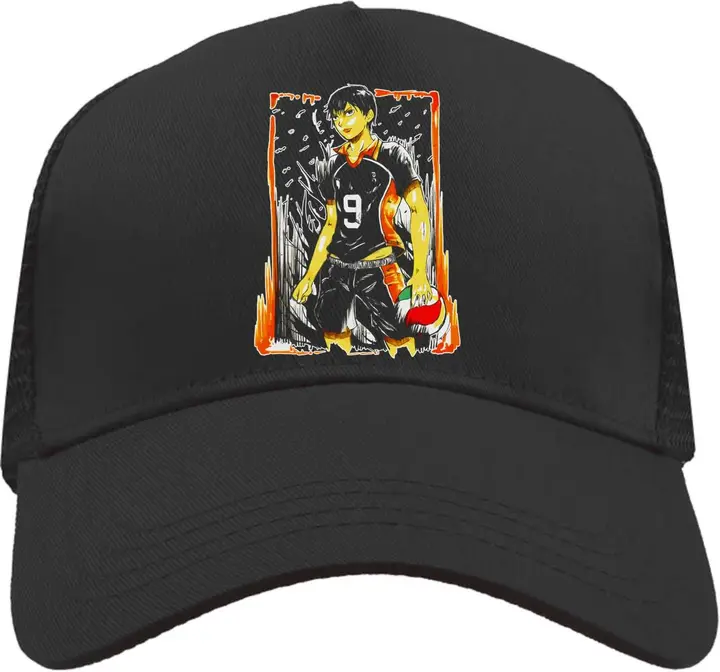 Functon+ — Character Kageyama - Gorra de camionero ajustable con espalda de malla, estilo informal,