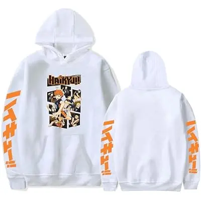 Sudadera con Capucha Haikyuu Dúo Hinata y Kageyama (blanco)