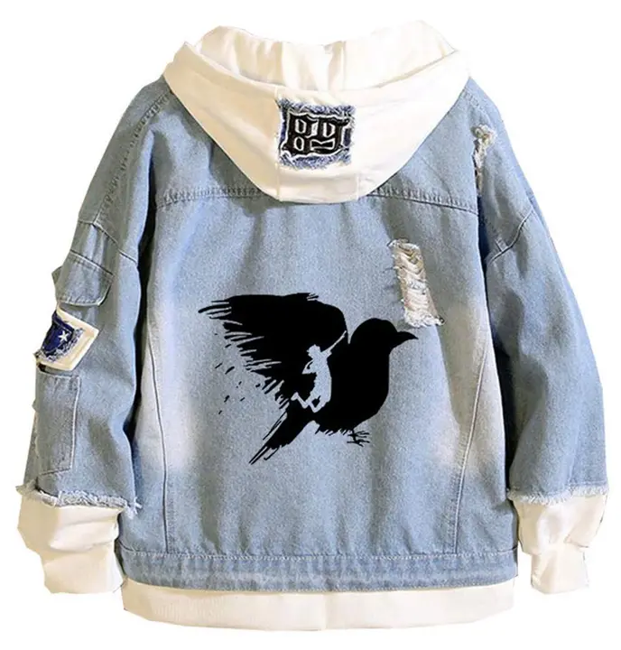 WANHONGYUE — Chaqueta Vaquera Hoodie Denim Jacket Unisexo Sudadera con Capucha Jeans Sweatshirt Abri