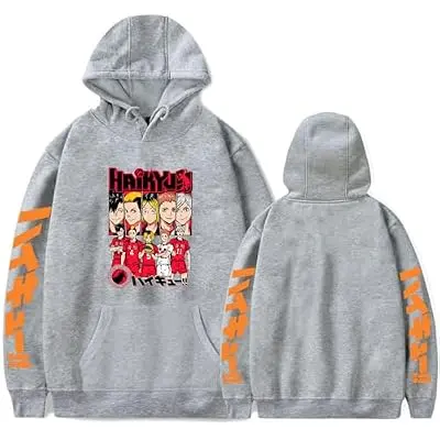 Sudadera con Capucha Haikyuu Chibi Equipo (gris)