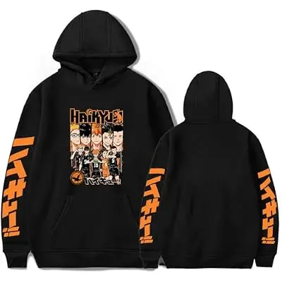 Sudadera con Capucha Haikyuu Collage Elenco (negro)
