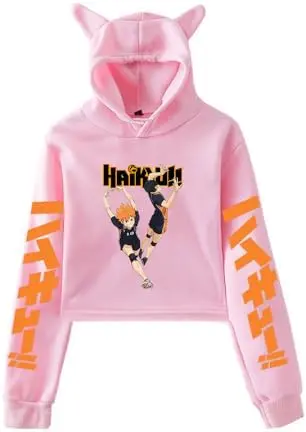 Sudadera Cropped Haikyuu Hinata y Kageyama Ataque Rápido (Rosa) — LKY STAR