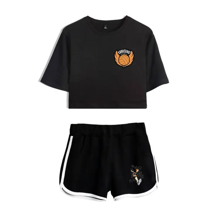 Huacaiyu — Cosplay de Hinata Shoyo Camiseta Pantalones Cortos del Verano Chándal De 2 Unidades Traje