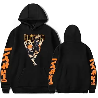 Sudadera con Capucha Haikyuu Hinata Shoyo Rematando (negro)