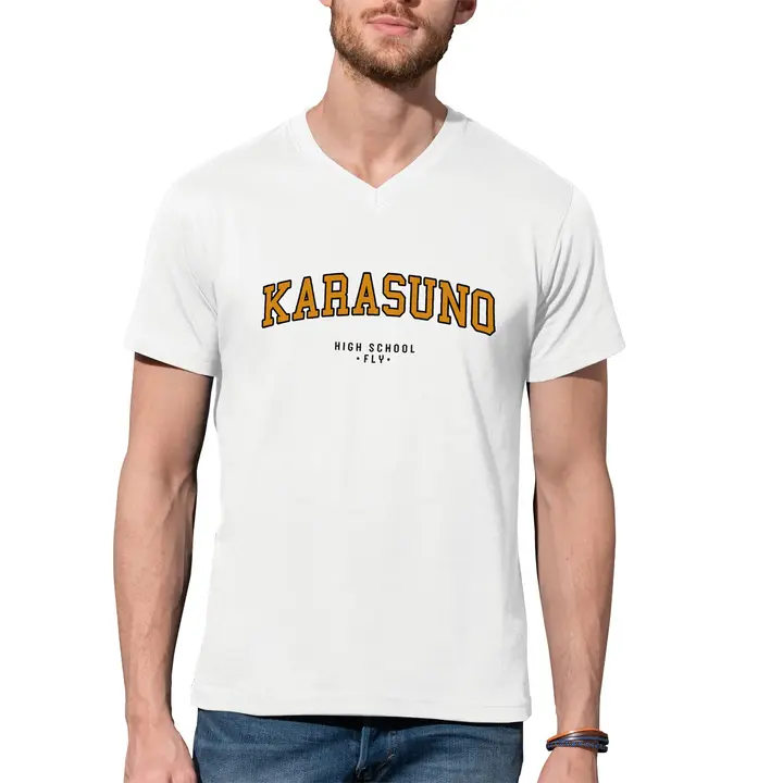 B&S Boutique — Karasuno High School Fly Anime Haikyuu V-Neck Camiseta De Hombre