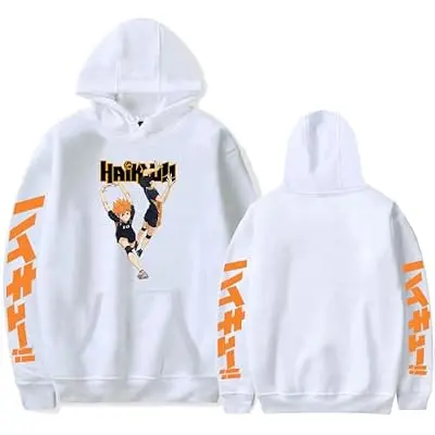 Sudadera con Capucha Haikyuu Hinata Shoyo Rematando (blanco)