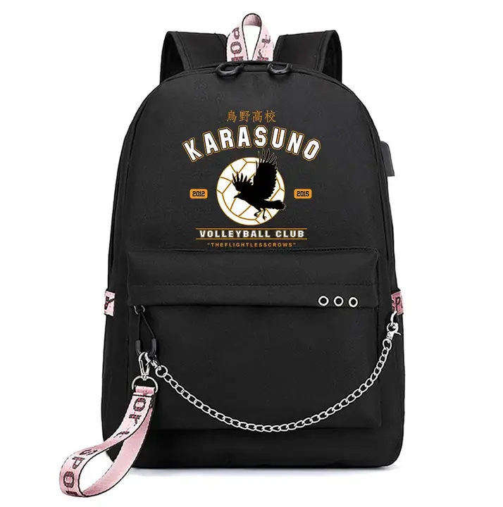 Huacaiyu — Mochila Escolar para Adolescentes Niños, Karasuno Cosplay Hinata Shoyo Mochila Daypack In