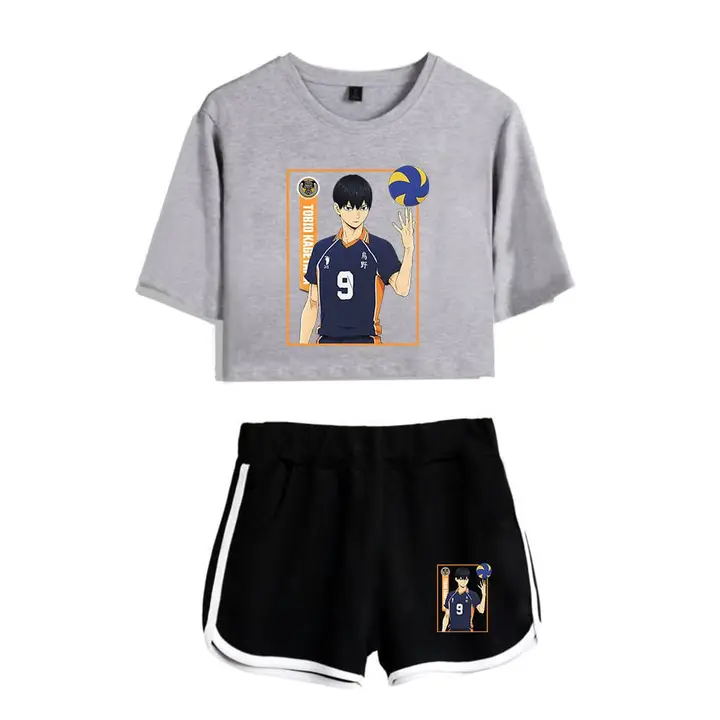 Huacaiyu — Cosplay de Hinata Shoyo Camiseta Pantalones Cortos del Verano Chándal De 2 Unidades Traje