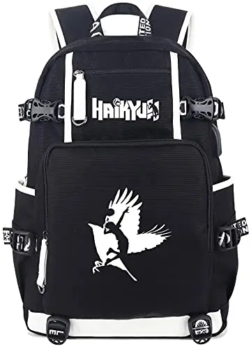 Mochila Haikyuu Karasuno Cuervo Luminosa con Puerto USB