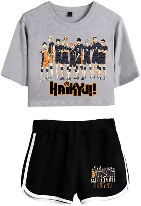 Conjunto camiseta + shorts Haikyuu equipo completo Karasuno, gris