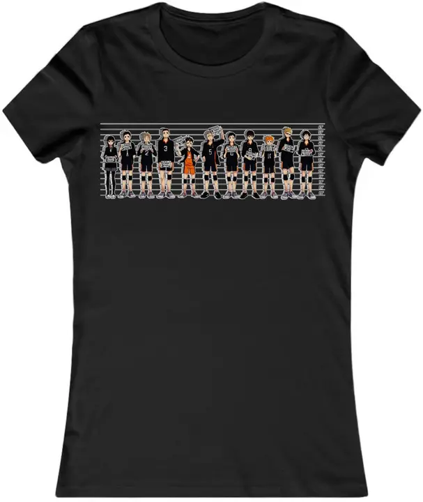Mugshot of Haikyuu Team Members - Camiseta para mujer, color negro