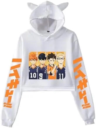 Sudadera Cropped Haikyuu Cuarteto Karasuno 9-10-11 (Blanco) — LKY STAR