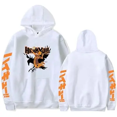 Sudadera con Capucha Haikyuu Cuervo Karasuno (blanco)