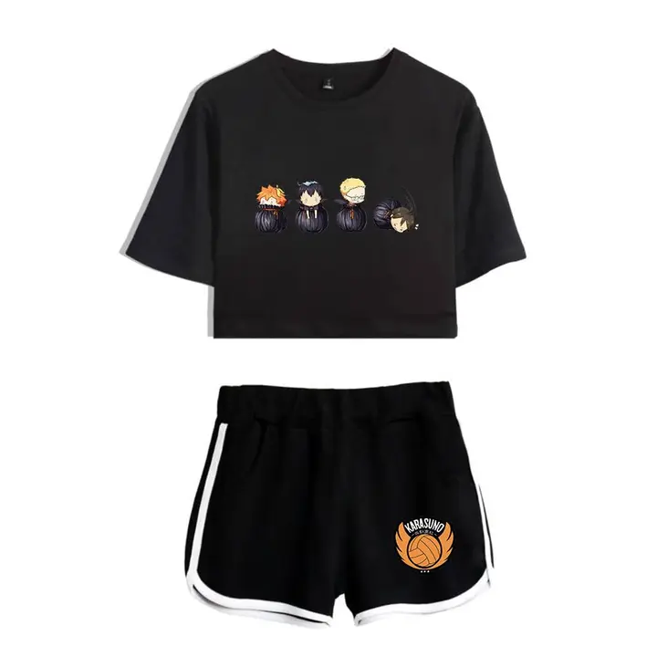 Huacaiyu — Cosplay de Hinata Shoyo Camiseta Pantalones Cortos del Verano Chándal De 2 Unidades Traje