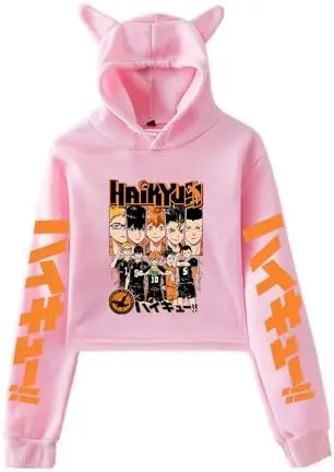Sudadera Cropped Haikyuu Karasuno Equipo Completo (Rosa) — LKY STAR