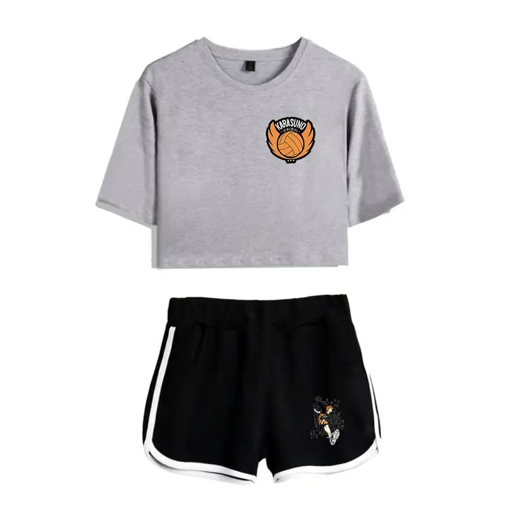 Huacaiyu — Cosplay de Hinata Shoyo Camiseta Pantalones Cortos del Verano Chándal De 2 Unidades Traje