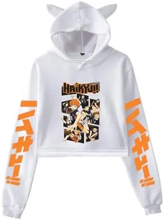 Sudadera Cropped Haikyuu Hinata Collage Cómic (Blanco) — LKY STAR