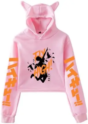 Sudadera Cropped Haikyuu Hinata Fly High (Rosa) — LKY STAR