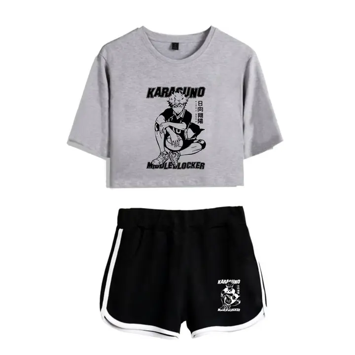 Huacaiyu — Cosplay de Hinata Shoyo Camiseta Pantalones Cortos del Verano Chándal De 2 Unidades Traje
