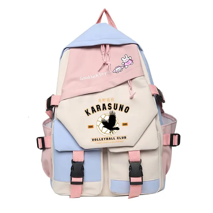 Huacaiyu — Mochila para la Escuela con Estampado Mochila Informal de Moda de Dibujos Animados Karasu