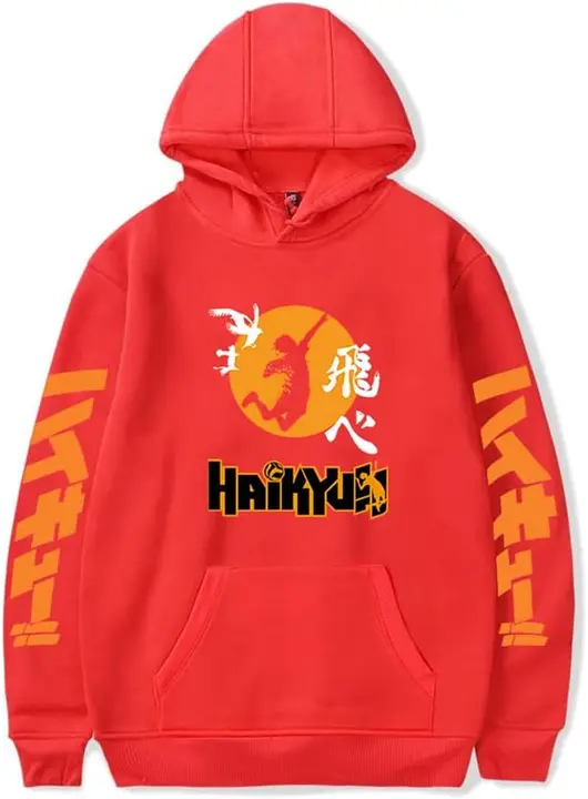 Sudadera con capucha Haikyuu logo Karasuno (silueta de remate), rojo
