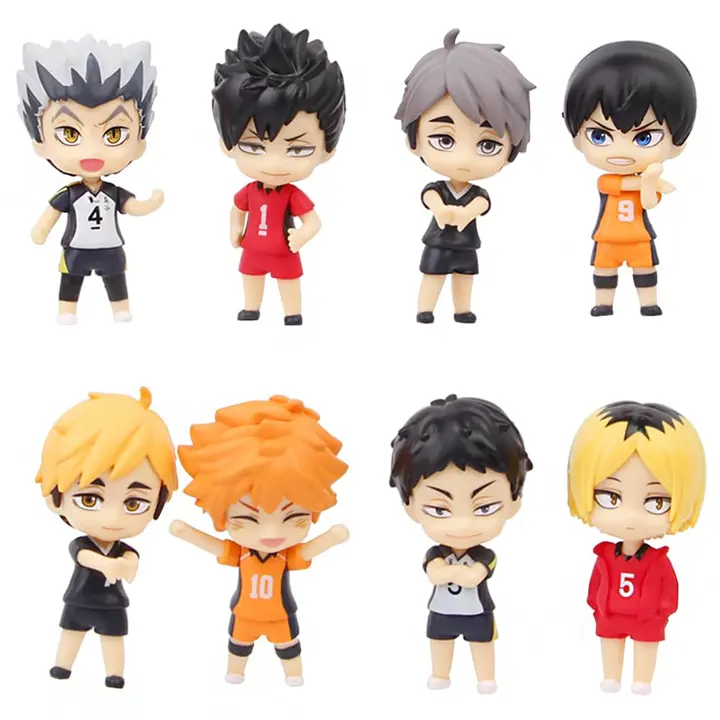 Figura Haikyuu — Juego de 8 figuras de anime Hinata Shoyo/Tobio Kageyama/Kotaro Bokuto/Koz