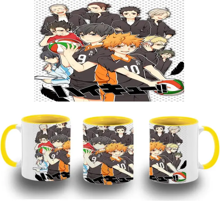 Taza Haikyuu Elenco Completo (amarillo)