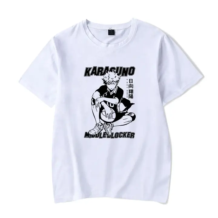 Huacaiyu — Camiseta para Hombre y Mujer, Karasuno Algodón Verano Camiseta Impreso Hinata Shoyo Cospl