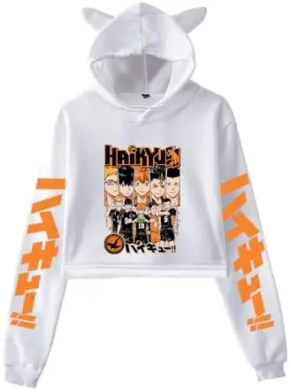 Sudadera Cropped Haikyuu Karasuno Equipo Completo (Blanco) — LKY STAR