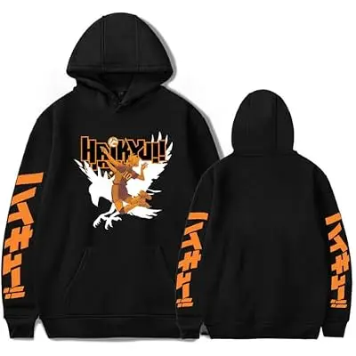 Sudadera con Capucha Haikyuu Cuervo Karasuno (negro)