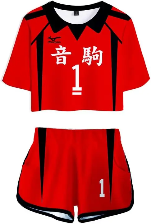 Conjunto crop top + shorts Haikyuu Kuroo Tetsurou (Nekoma nº1)