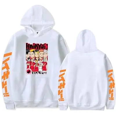 Sudadera con Capucha Haikyuu Chibi Equipo (blanco)