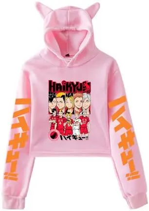 Sudadera Cropped Haikyuu Karasuno Equipo Completo (Rosa Coral) — LKY STAR