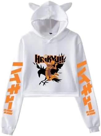 Sudadera Cropped Haikyuu Hinata Alas de Cuervo Nº10 (Blanco) — LKY STAR