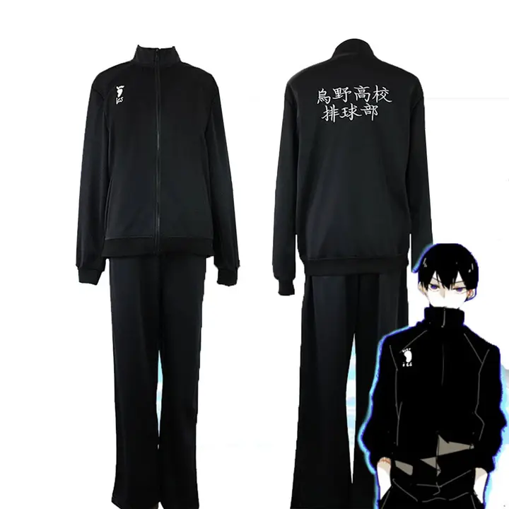 Zhongkaihua — Hinata Shōyō Anime Cosplay Disfraz escolar Chica Chica Chaqueta Pantalones Negro Ropa