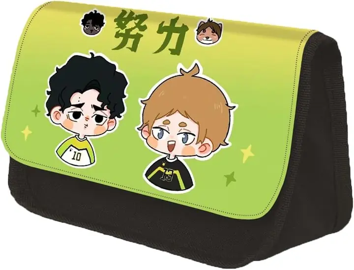 Estuche Escolar Haikyuu Dúo Nº10 y Nº19 Fondo Verde