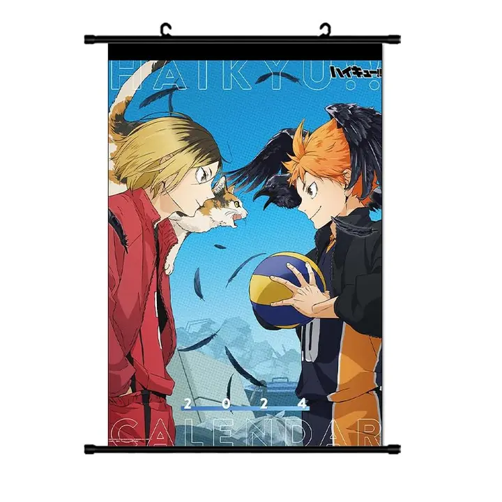 Póster Pergamino Haikyuu Hinata Shoyo y Kenma Kozume Rivalidad Karasuno vs Nekoma