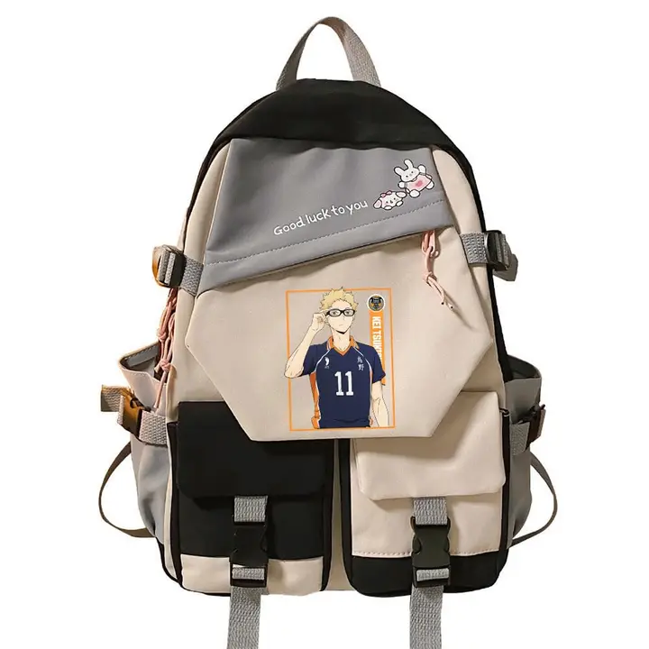 Huacaiyu — Mochila para la Escuela con Estampado Mochila Informal de Moda de Dibujos Animados Karasu