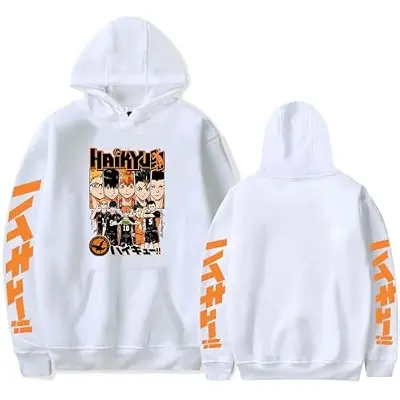 Sudadera con Capucha Haikyuu Collage Elenco (blanco)