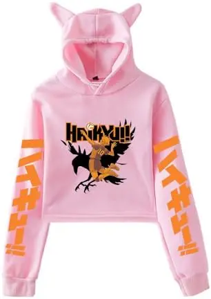 Sudadera Cropped Haikyuu Hinata Alas de Cuervo Nº10 (Rosa) — LKY STAR