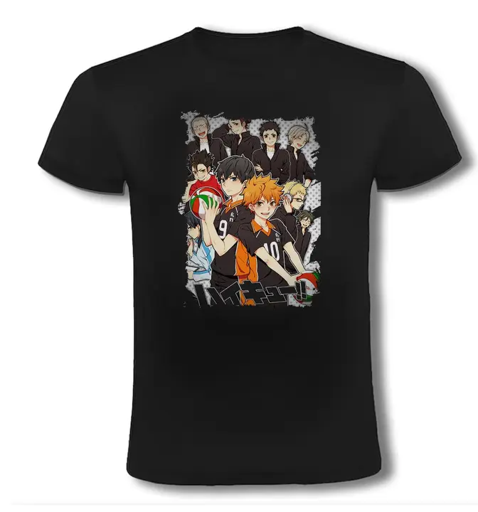 MERCHANDMANIA — Camiseta Negra Haikyuu TO The Top Serie Anime Personajes Moda Verano Tshirt