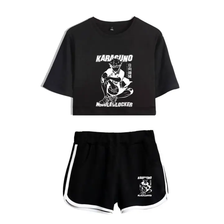 Huacaiyu — Cosplay de Hinata Shoyo Camiseta Pantalones Cortos del Verano Chándal De 2 Unidades Traje